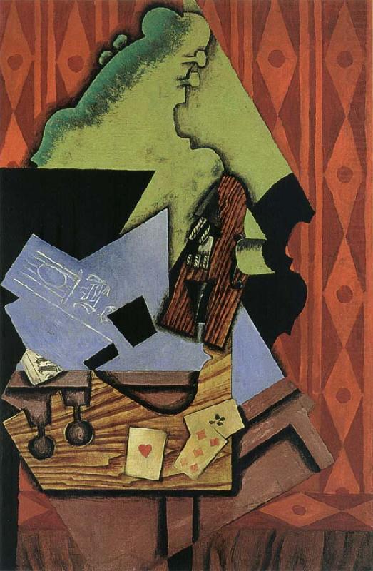 Juan Gris The Fiddle and playing card on the table china oil painting image